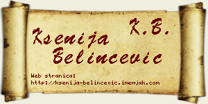 Ksenija Belinčević vizit kartica